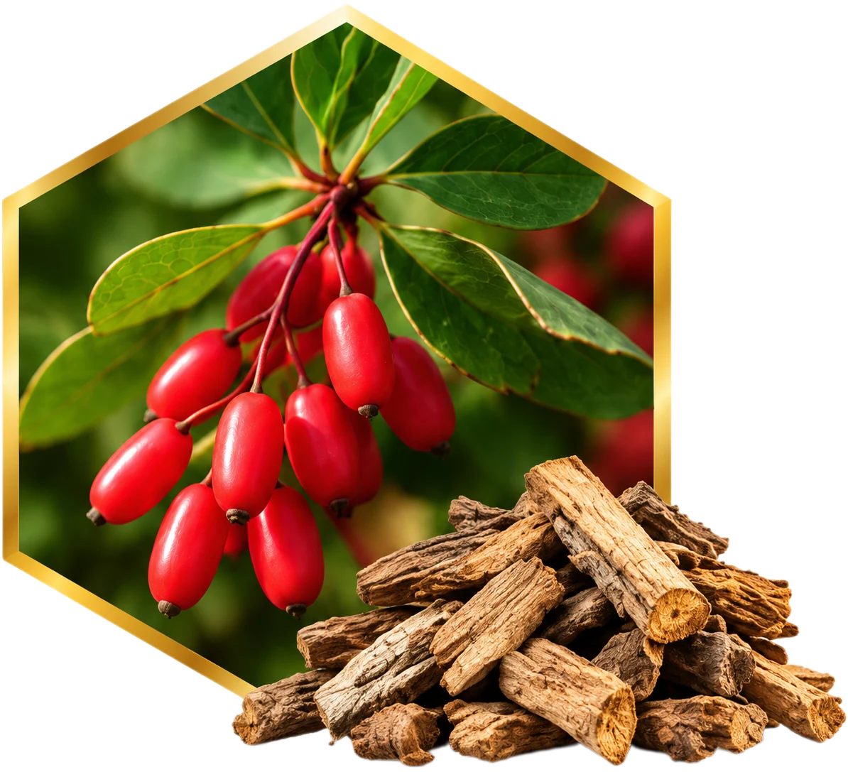 Berberis aristata berries and dried bark and root